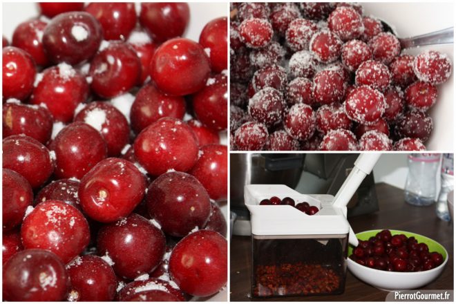 macération des cerises et denoyautage