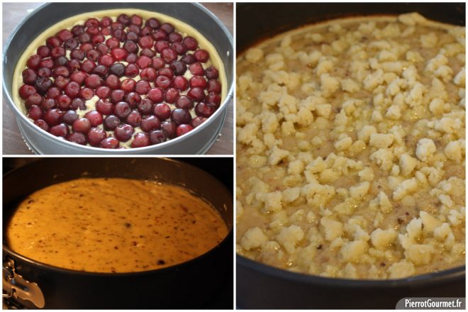 10 minutes de cuisson avant de rajouter le streusel et de relancer la cuisson
